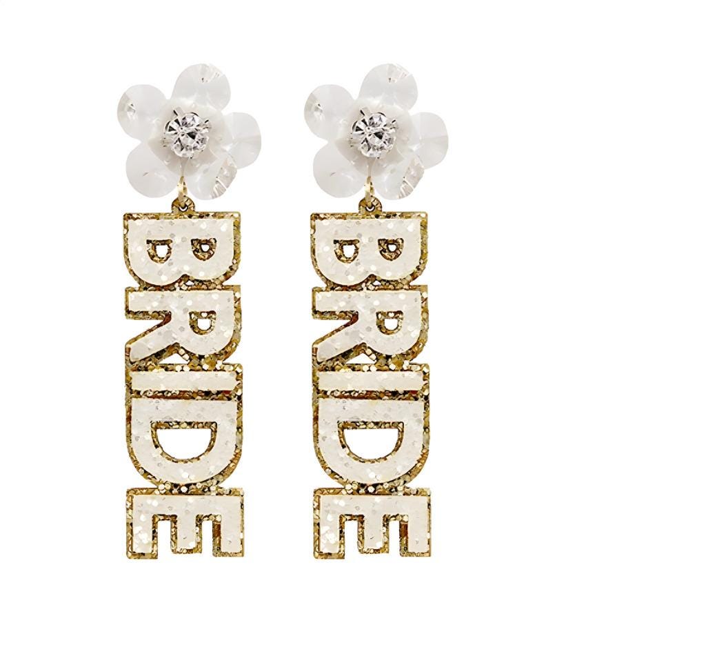 Bride Glitter Clipon  Earrings Clip Post Designs Wedding Shower