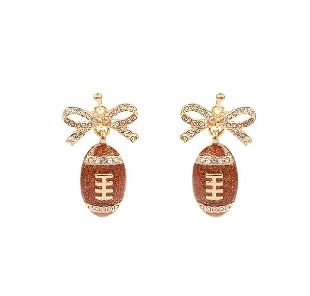 Football Sports Clip On Earrings Triple Bead Clipon Hook Designs