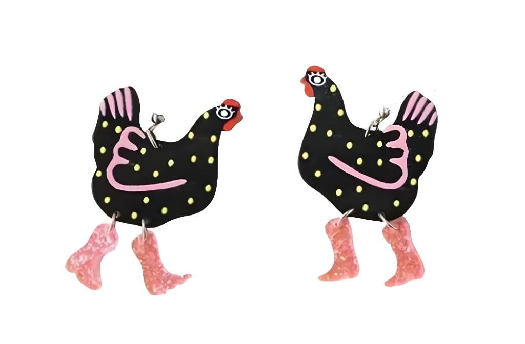 Clip On Chicken Earrings Acrylic Clipon Hook Designs