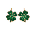 Clipon St Patricks Day Green Shamrock Earrings Clover Glitter Clip on Hook Designs