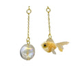 Clip On Goldfish Earrings Asymmetrical Collection Fish Bubble Clipon Hook Designs