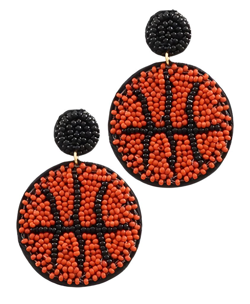 Basketball Seed Beaded Clip On Earrings Lightweight Clipon Post Seedbead Designs