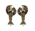Clip On Seedbead Earrings Mardi Gras Crawfish Seed Bead Clipon Hook Designs