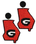 Clip On Georgia Map Earrings Seed Beaded Clipon Post Designs