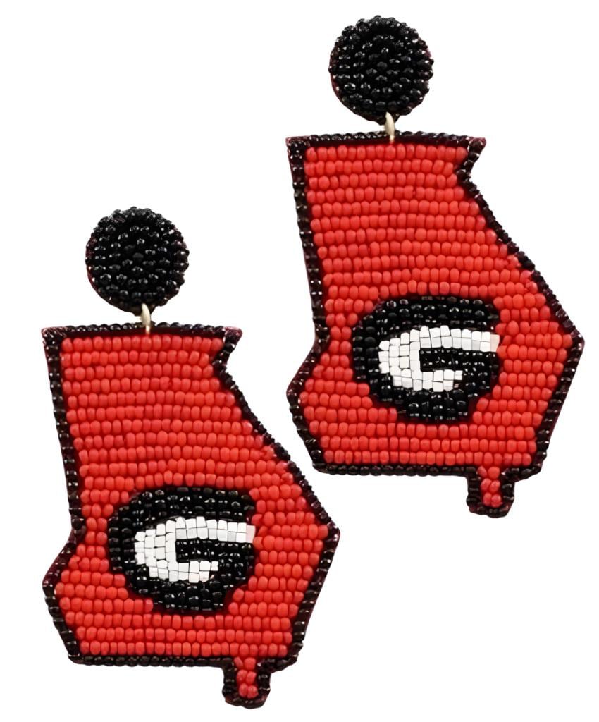 Clip On Georgia Map Earrings Seed Beaded Clipon Post Designs
