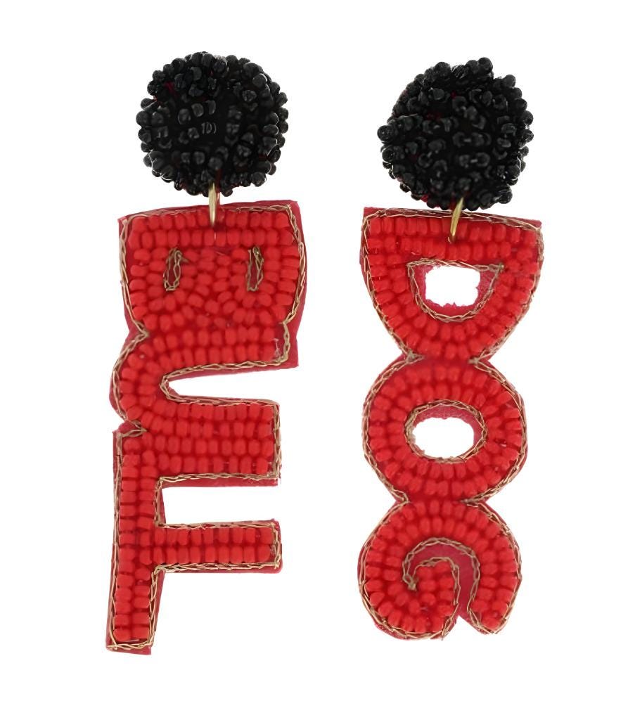 Clip On Bulldog Earrings Seed Beaded Clipon Post Designs Mississippi Georgia College Football
