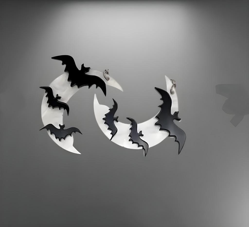 Clip On Bat Moon Earrings Fall Clipon Hook Designs Halloween