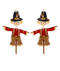 Clipon Scarecrow Earrings Sparkle Acrylic Clip On Post Designs Seed Fall Halloween Thanksgiving