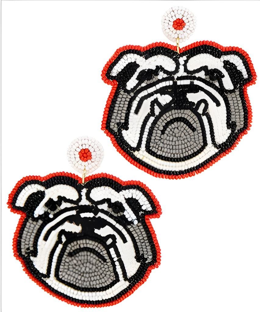 Clip On Bulldog Earrings Seed Beaded Dog Puppy Clipon Post Designs