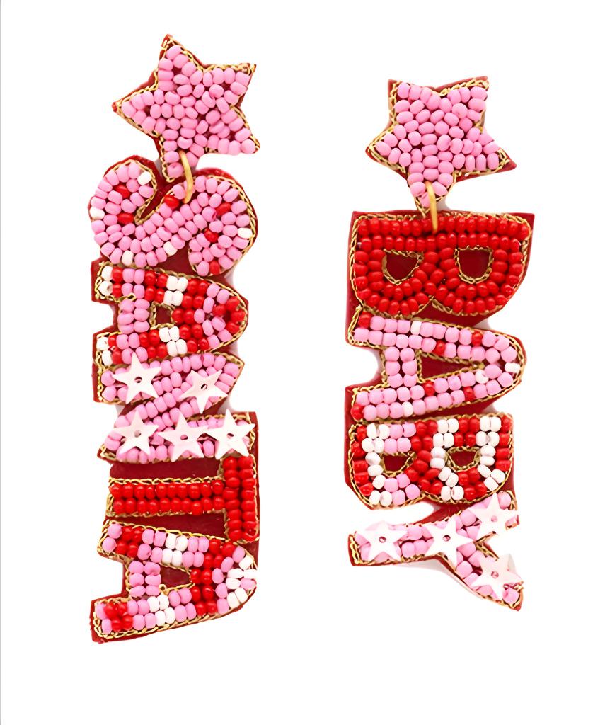 Clipon SeedBead Christmas Earrings Winter Santa Baby Seed Beaded Clip on Post Designs