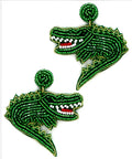 Clip On Green Alligator Seedbead Earrings Crocodile Seed Beaded Clipon Post Designs Gators