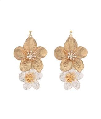 Tropical Flower Clip On Earrings Lightweight Metal Clipon Hook Designs