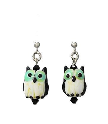 Clip On Owl Earrings Clipon Hook Designs 2 Colors Lampwork Glass Beads