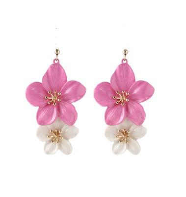 Tropical Flower Clip On Earrings Lightweight Metal Clipon Hook Designs