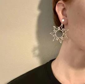 Clip On Gold Silver Sun Earrings Clipon Fish Hook Designs