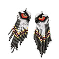 Clip On Bird Seedbead Earrings Fall Seed Beaded Clipon Designs Hook Hawk Eagle Owl