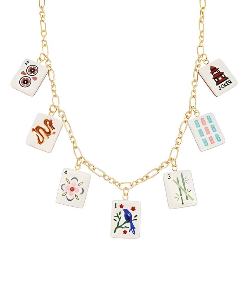 Mahjong Necklace Multi Tile Charm Pendant Jewelry