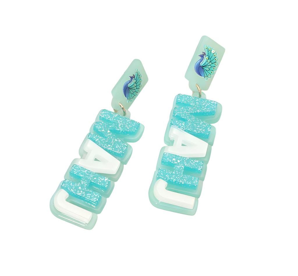 Clip On Mahjong Earrings Acrylic Clipon Post Designs 2 Sparkly Colors