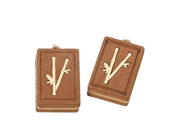 Clip On Mahjong Tile Earrings Wood Clipon Hook Designs 6 Print Styles