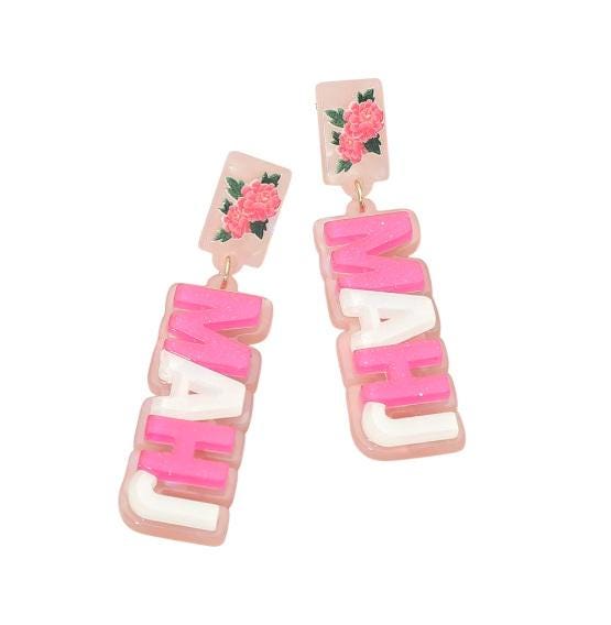 Clip On Mahjong Earrings Acrylic Clipon Post Designs 2 Sparkly Colors