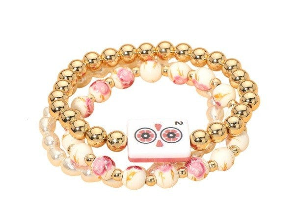 Mahjong Tile Beaded Stretch Bracelet 6 Patterns