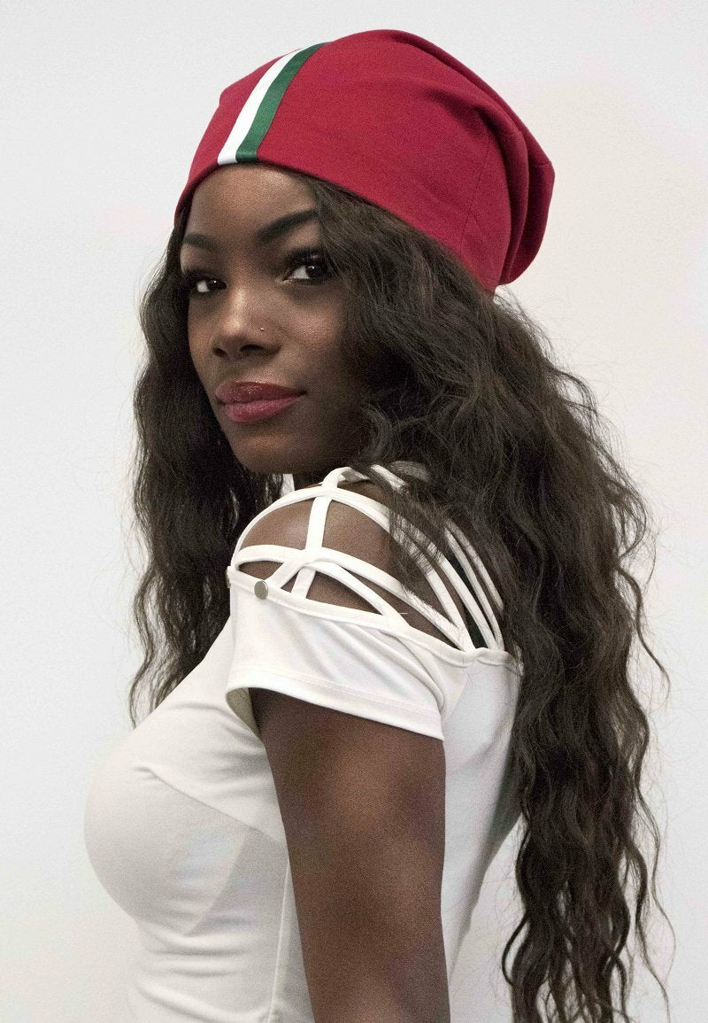 Striped Satin Lined Beanie Hat Cap One Size Spandex Various Colors