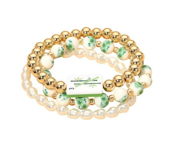 Mahjong Tile Beaded Stretch Bracelet 6 Patterns