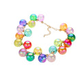 Multicolor Iridescent Bubble Ball Necklace Earring Set Statement Bead