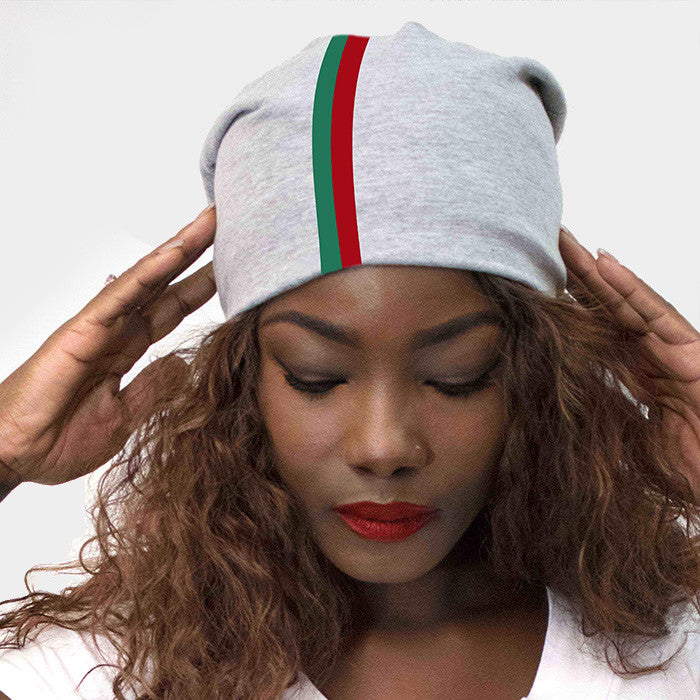 Striped Satin Lined Beanie Hat Cap One Size Spandex Various Colors