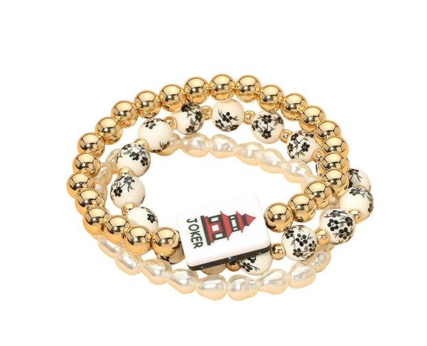 Mahjong Tile Beaded Stretch Bracelet 6 Patterns