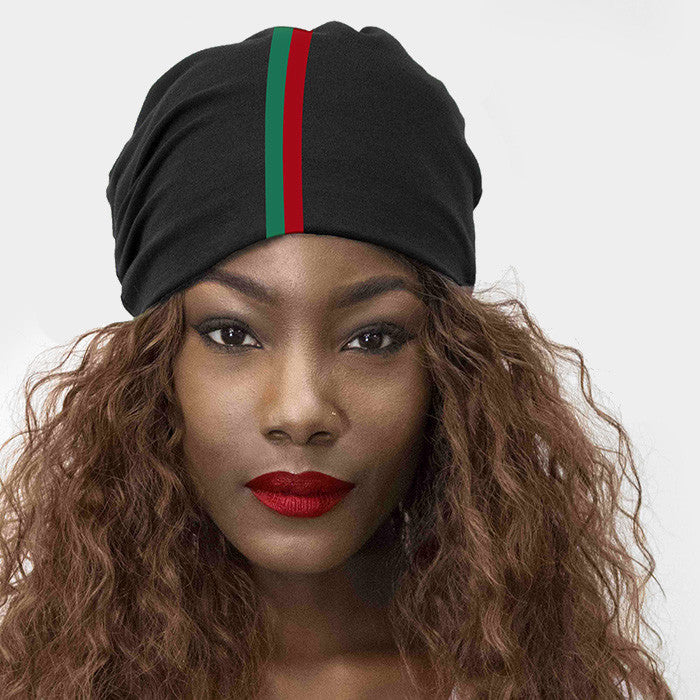 Striped Satin Lined Beanie Hat Cap One Size Spandex Various Colors